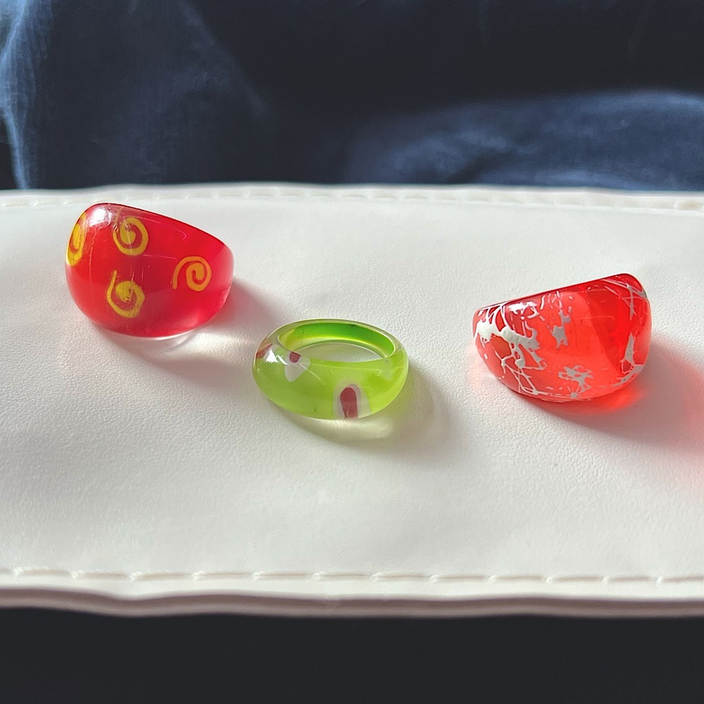 Vintage Y2K Acrylic Bubble Rings Set of 3